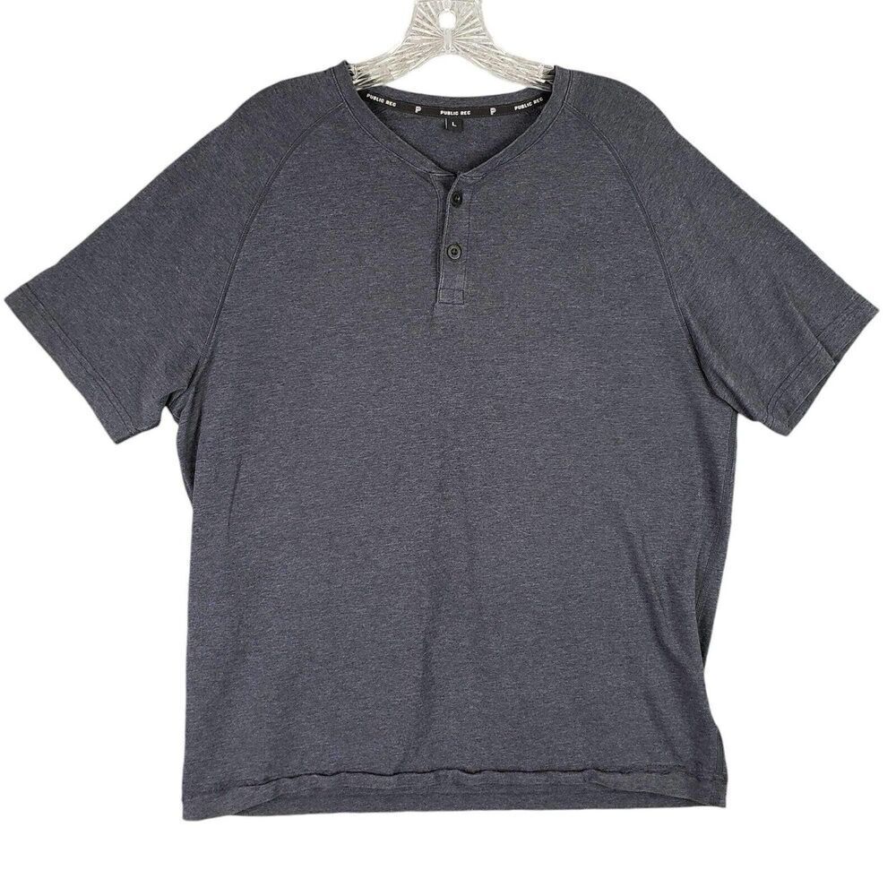 Public Rec Shirt Men’s Size Large Blue Go-To Short Sleeve Henley Stretch - Picture 2 of 9